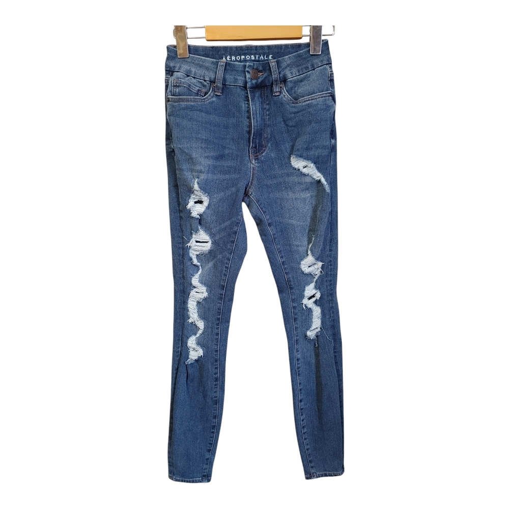 Aeropostale Blue Jeggings with Distressing